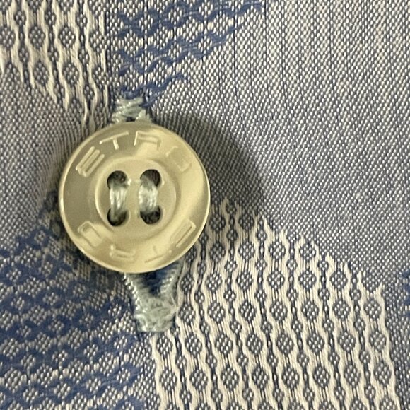 Men's Etro 100% Cotton Dress shirt White Blue 3D Squares-Sz. 44-XL - Picture 4 of 12